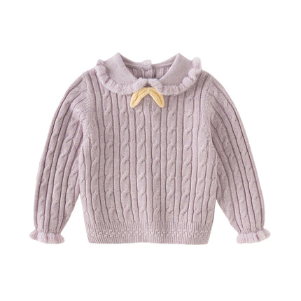Kids Girls Lovely Beige/Purple Padded Sweaters