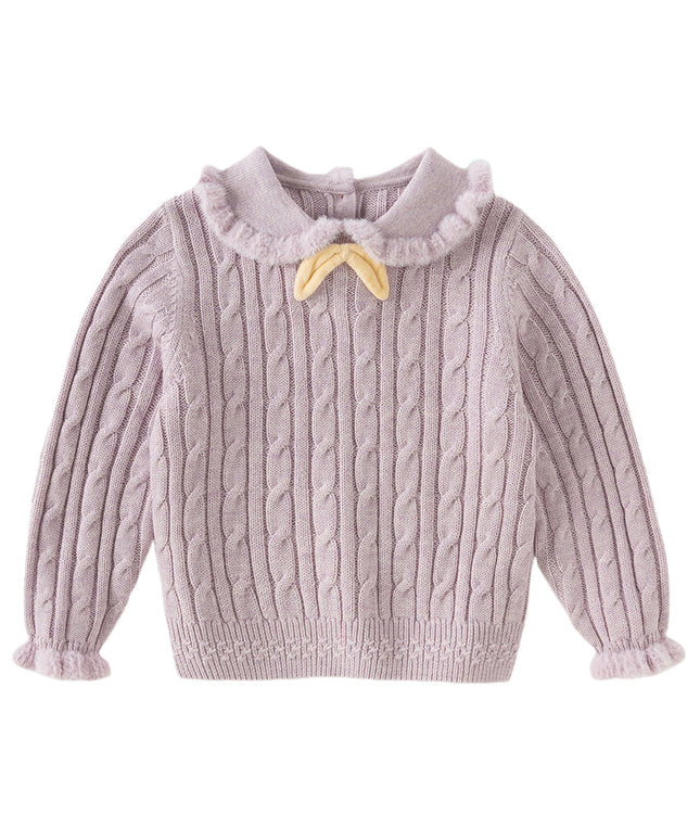 Kids Girls Lovely Beige/Purple Padded Sweaters