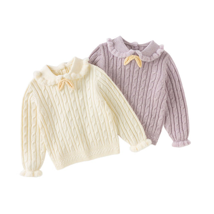 Kids Girls Lovely Beige/Purple Padded Sweaters