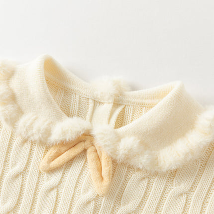 Kids Girls Lovely Beige/Purple Padded Sweaters