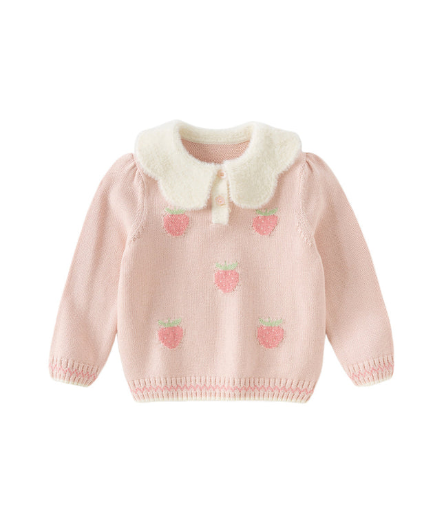 Toddler Girls Versatile Stylish Sweet Pink Soft Sweaters Tops