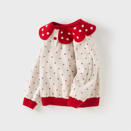 Toddler Girls Elegance Beige Pullover Knit Sweater Tops