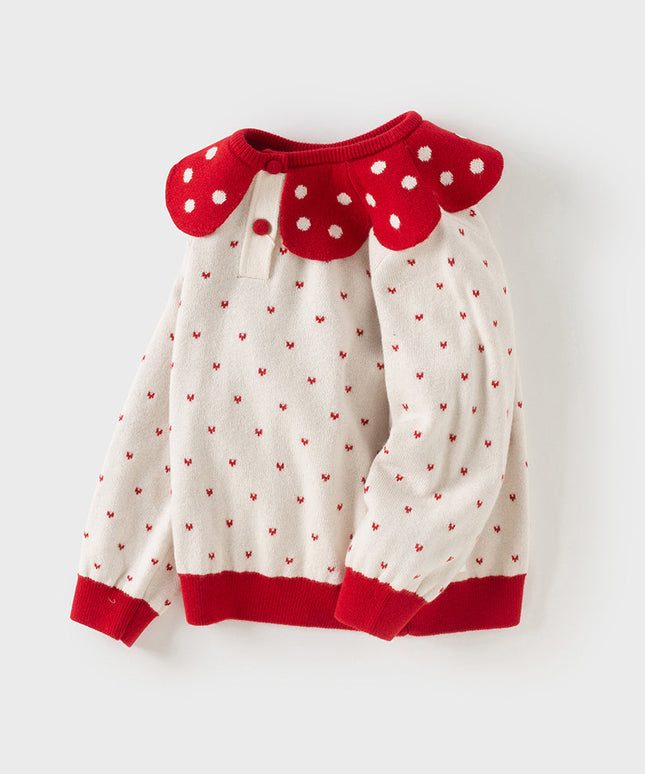 Toddler Girls Elegance Beige Pullover Knit Sweater Tops