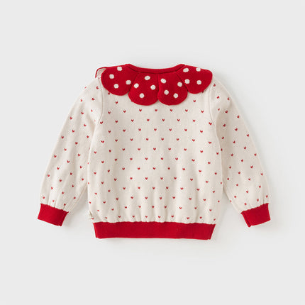 Toddler Girls Elegance Beige Pullover Knit Sweater Tops