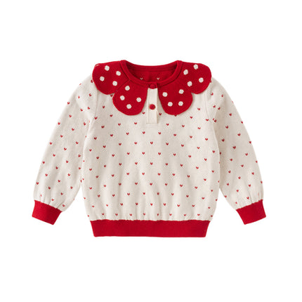 Toddler Girls Elegance Beige Pullover Knit Sweater Tops