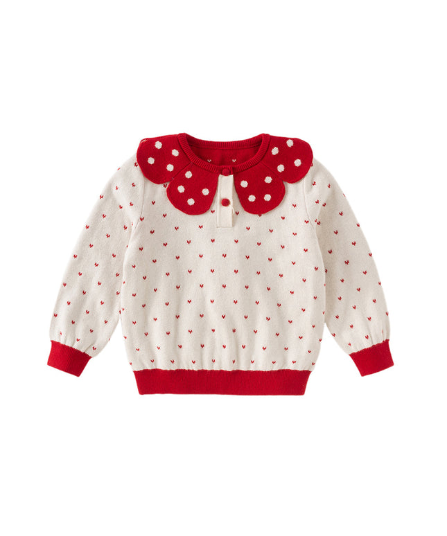 Toddler Girls Elegance Beige Pullover Knit Sweater Tops