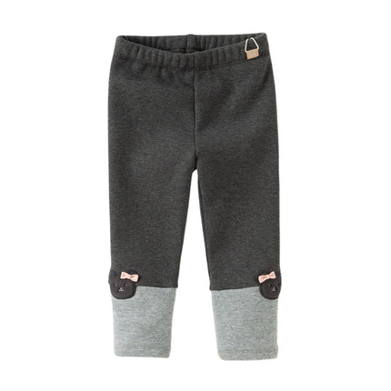 Toddler Girls Versatile Candy Pink/Grey Soft Plush-lined Leggings Pants