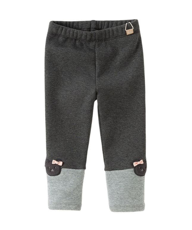 Toddler Girls Versatile Candy Pink/Grey Soft Plush-lined Leggings Pants