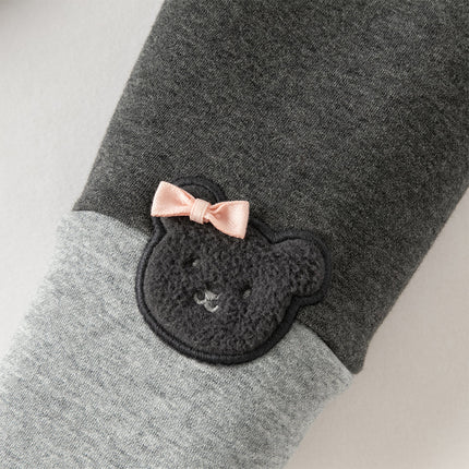 Toddler Girls Versatile Candy Pink/Grey Soft Plush-lined Leggings Pants