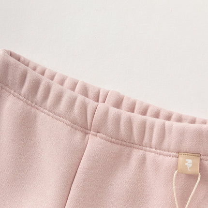 Toddler Girls Versatile Candy Pink/Grey Soft Plush-lined Leggings Pants