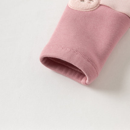 Toddler Girls Versatile Candy Pink/Grey Soft Plush-lined Leggings Pants
