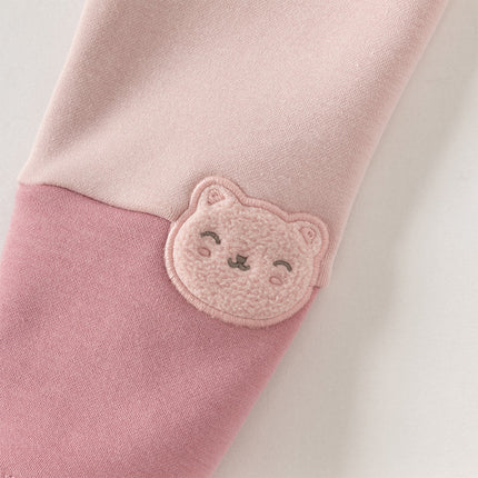Toddler Girls Versatile Candy Pink/Grey Soft Plush-lined Leggings Pants