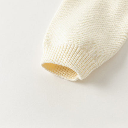 Toddler Girls/Boys Versatile Beige Cotton Cozy Pullover Sweaters