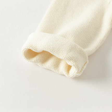 Toddler Girls/Boys Versatile Beige Cotton Cozy Pullover Sweaters
