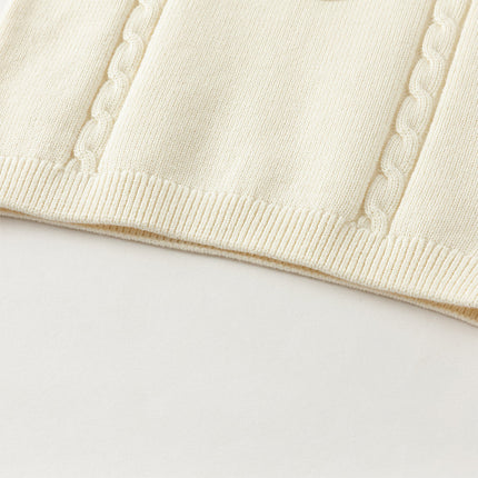 Toddler Girls/Boys Versatile Beige Cotton Cozy Pullover Sweaters