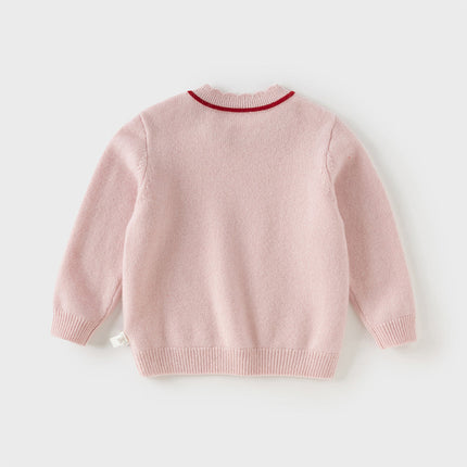Kids Girls Elegant Long-sleeved Versatile Pullover Pure Cashmere Sweater Tops