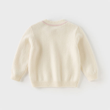 Kids Girls Elegant Long-sleeved Versatile Pullover Pure Cashmere Sweater Tops