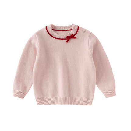 Kids Girls Elegant Long-sleeved Versatile Pullover Pure Cashmere Sweater Tops