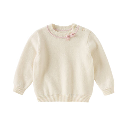 Kids Girls Elegant Long-sleeved Versatile Pullover Pure Cashmere Sweater Tops