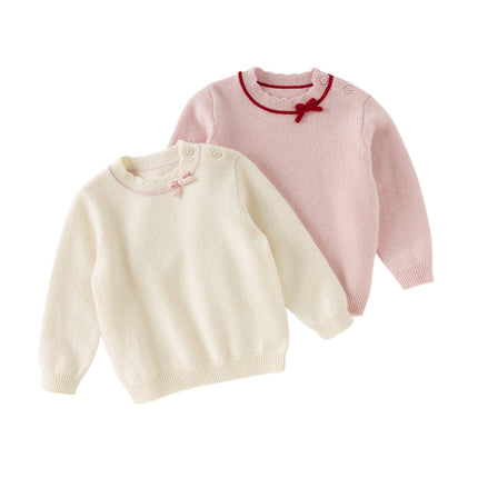 Kids Girls Elegant Long-sleeved Versatile Pullover Pure Cashmere Sweater Tops