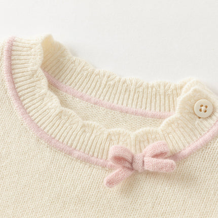 Kids Girls Elegant Long-sleeved Versatile Pullover Pure Cashmere Sweater Tops