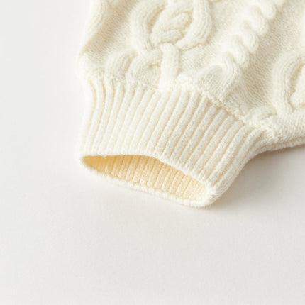 Kids Girls Elegant Pearl White Cape-style Knit Pullover Sweaters Tops