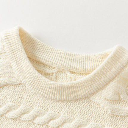 Kids Girls Elegant Pearl White Cape-style Knit Pullover Sweaters Tops