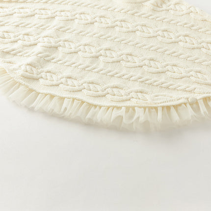 Kids Girls Elegant Pearl White Cape-style Knit Pullover Sweaters Tops