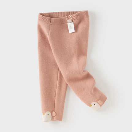 Toddler Girls Sweet Pink/Grey Slim Soft Plush-lined Leggings