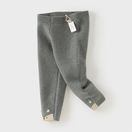 Toddler Girls Sweet Pink/Grey Slim Soft Plush-lined Leggings