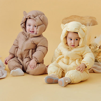 Baby Girls/Boys Winter Stylish Windproof Hooded Cozy Down Rompers