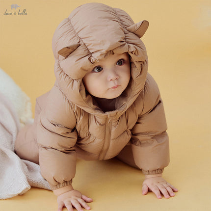 Baby Girls/Boys Winter Stylish Windproof Hooded Cozy Down Rompers
