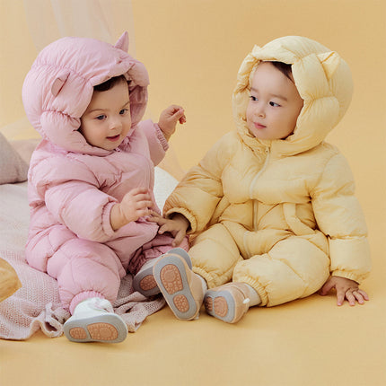 Baby Girls/Boys Winter Stylish Windproof Hooded Cozy Down Rompers