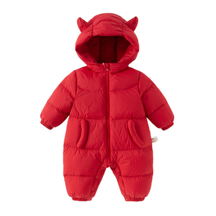 Baby Girls/Boys Winter Stylish Windproof Hooded Cozy Down Rompers