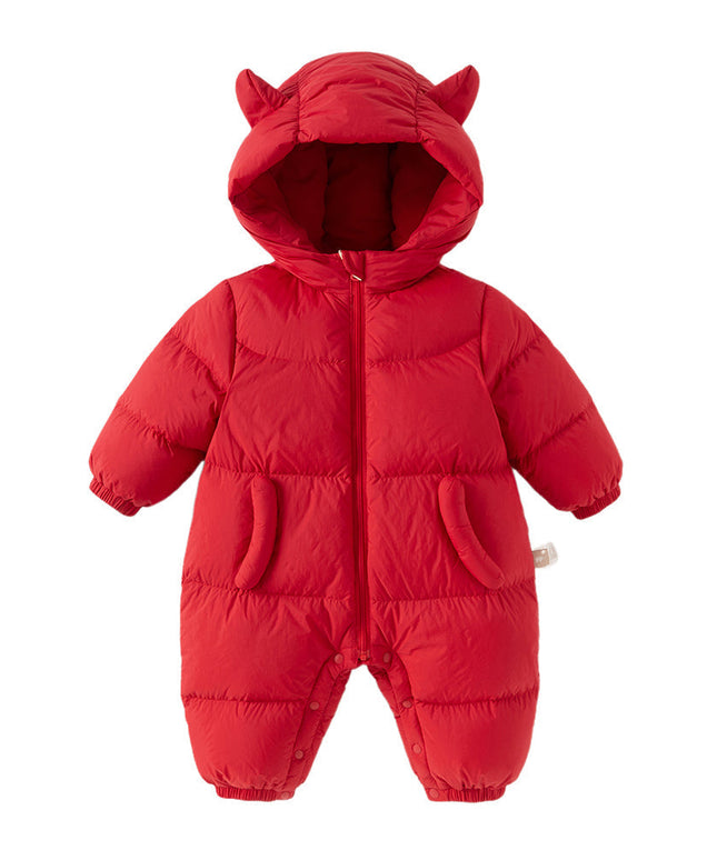 Baby Girls/Boys Winter Stylish Windproof Hooded Cozy Down Rompers