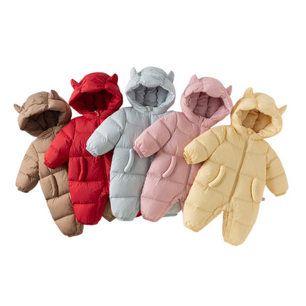 Baby Girls/Boys Winter Stylish Windproof Hooded Cozy Down Rompers
