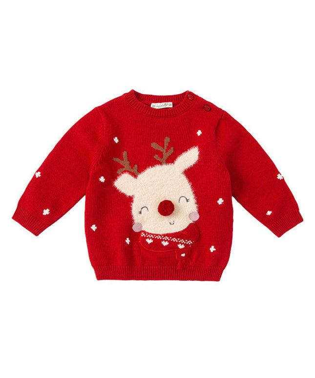 Toddler Boys/Girls Cute Reindeer Red Christmas Soft Sweaters Tops