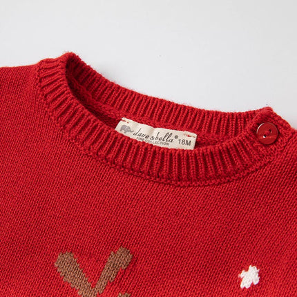 Toddler Boys/Girls Cute Reindeer Red Christmas Soft Sweaters Tops