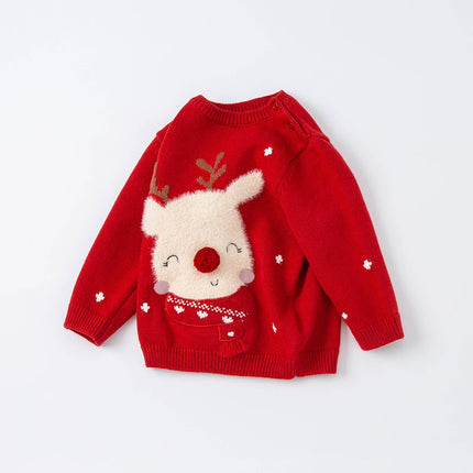Toddler Boys/Girls Cute Reindeer Red Christmas Soft Sweaters Tops