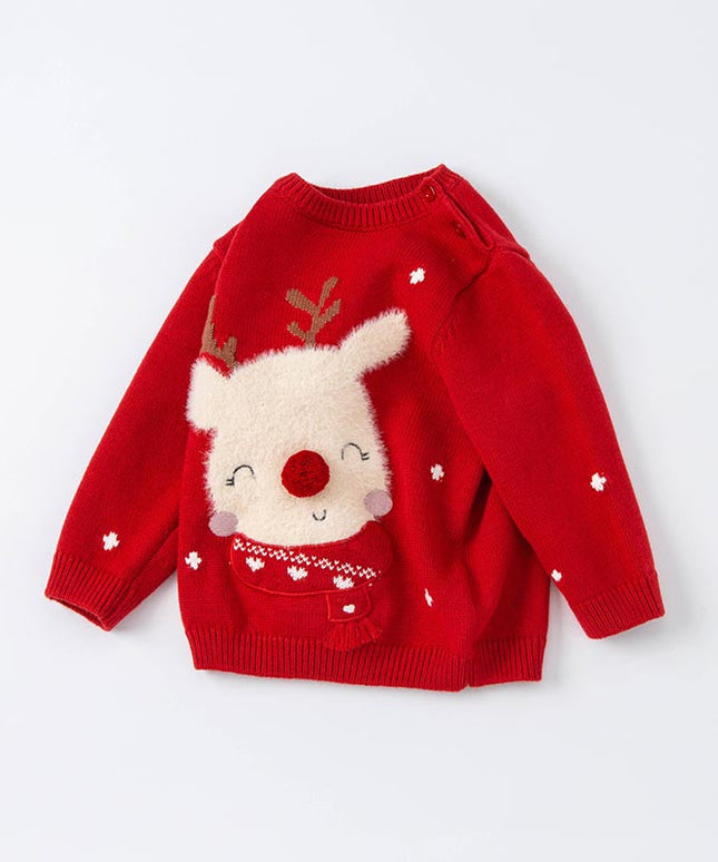 Toddler Boys/Girls Cute Reindeer Red Christmas Soft Sweaters Tops