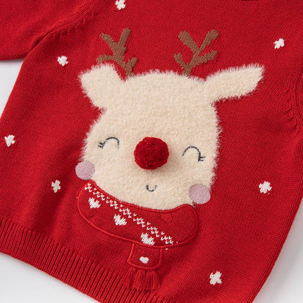 Toddler Boys/Girls Cute Reindeer Red Christmas Soft Sweaters Tops