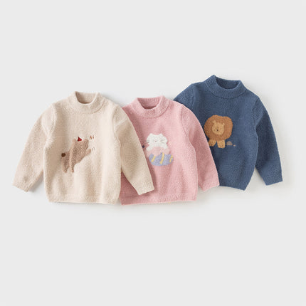 Toddler Girls/Boys Playful Delicate Jacquard Chenille Sweater Tops