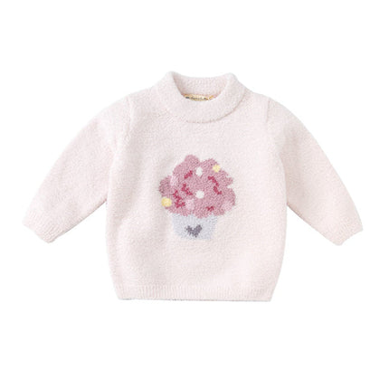 Toddler Girls/Boys Playful Delicate Jacquard Chenille Sweater Tops