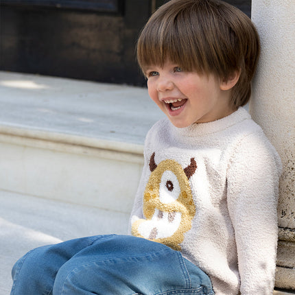 Toddler Girls/Boys Playful Delicate Jacquard Chenille Sweater Tops