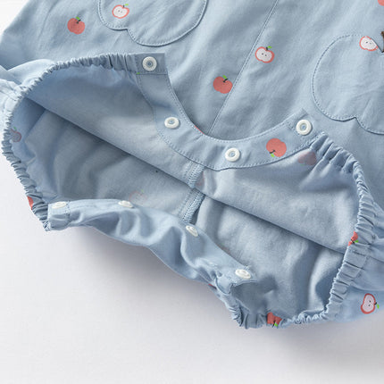 Baby Girls Summer Cute Sky Blue Lightweight Cotton Rompers