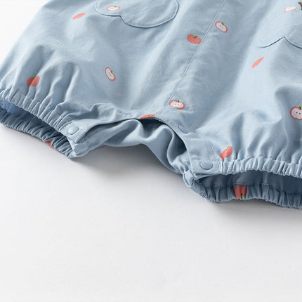 Baby Girls Summer Cute Sky Blue Lightweight Cotton Rompers