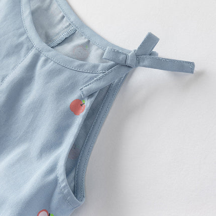 Baby Girls Summer Cute Sky Blue Lightweight Cotton Rompers