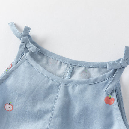 Baby Girls Summer Cute Sky Blue Lightweight Cotton Rompers