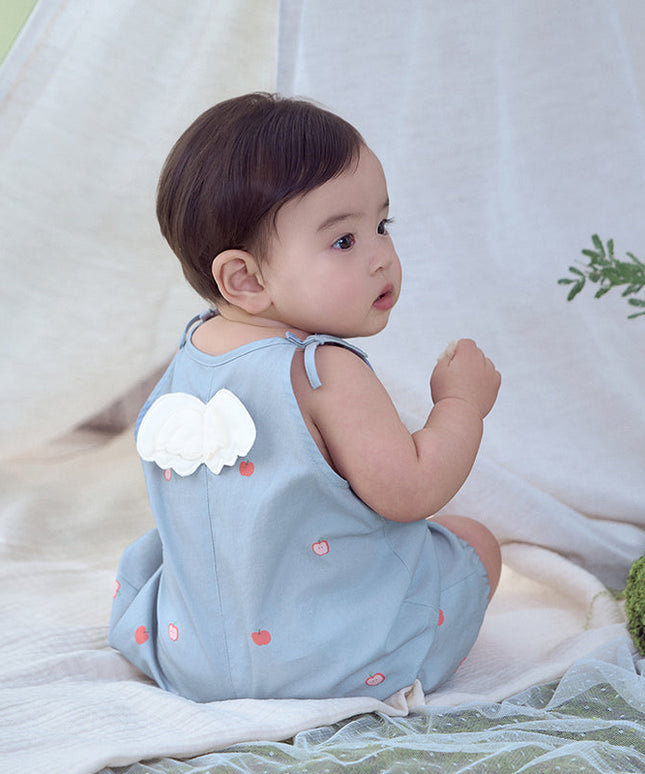 Baby Girls Summer Cute Sky Blue Lightweight Cotton Rompers