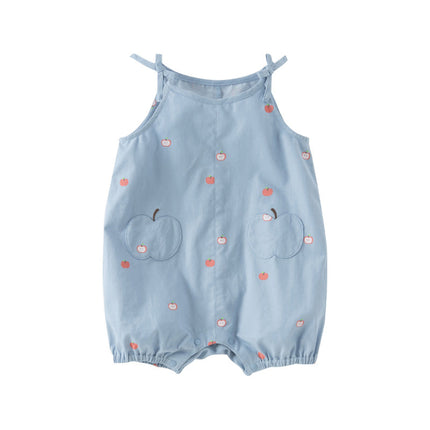 Baby Girls Summer Cute Sky Blue Lightweight Cotton Rompers